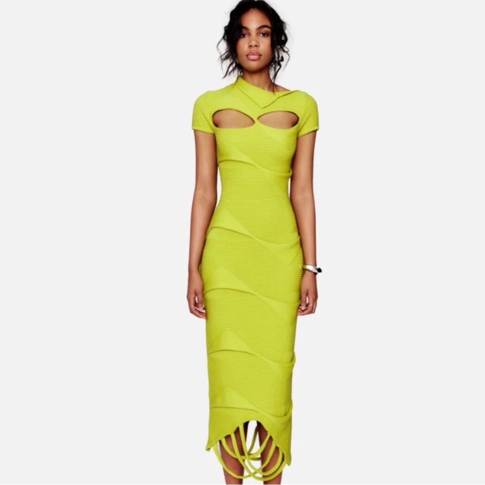 Hanifa Lime Green Cutout Dress